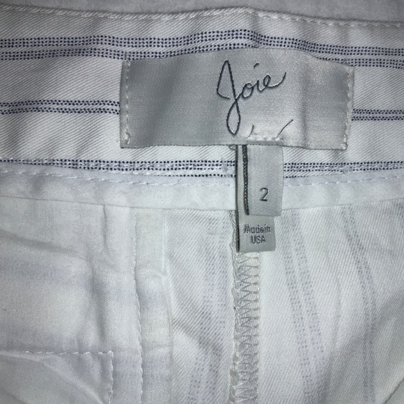 JOIE Shorts Size 2 White Gray Stripe Cotton Stretch Made In U.S.A. Pockets Chino - Picture 6 of 9